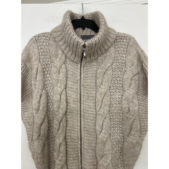 Elsamanda Anthropologie Beige Cable Knit Full Zip Alpaca Wool Sweater Vest Lrg - Picture 8 of 14